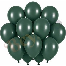 BeySüS Kış Yeşili Renk Lateks Retro Balon (30 Cm) - 12 Adet