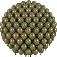 BeySüS Zeytin Renk Lateks Retro Balon (30 cm) - 100 Adet