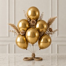 BeySüS Altın Renk Lateks Metalik Balon (30 Cm) - 6 Adet