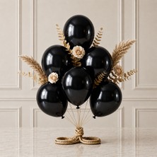 BeySüS Siyah Renk Lateks Metalik Balon (30 Cm) - 6 Adet
