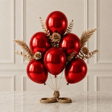 BeySüS Kırmızı Renk Lateks Metalik Balon (30 cm) - 6 Adet