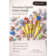 KarmaOfis Premium Figürlü Kurşun Kalem Başlığı 5’li Set – Renkli, Eğlenceli & Rastgele Figürlü