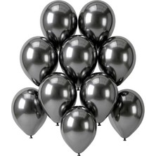 BeySüS Koyu Gümüş Renk Lateks Krom Balon (15 Cm) - 10 Adet