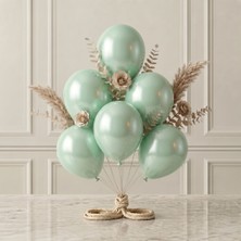 BeySüS Açık Yeşil Renk Lateks Metalik Balon (30 Cm) - 6 Adet