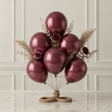BeySüS Bordo Renk Lateks Metalik Balon (30 Cm) - 6 Adet