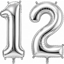 BeySüS 12 Rakam Folyo Balon Gümüş Rengi (36 cm)