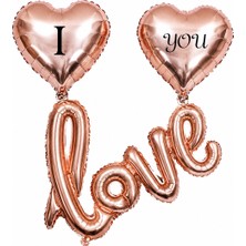 BeySüS I Love You Kalp El Yazısı Rose Gold Folyo Balon