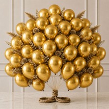 BeySüS Altın Renk Lateks Metalik Balon (30 cm) - 50 Adet