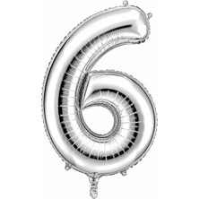 BeySüS 6 Rakam Folyo Balon Gümüş Rengi (36 Cm)