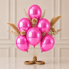 BeySüS Fuşya Renk Lateks Metalik Balon (30 cm) - 6 Adet