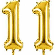 BeySüS 11 Rakam Folyo Balon Altın Rengi (36 Cm)