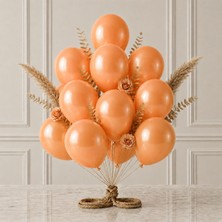 BeySüS Turuncu Renk Lateks Metalik Balon (30 cm) - 12 Adet