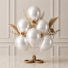 BeySüS Beyaz Renk Lateks Metalik Balon (30 Cm) - 6 Adet