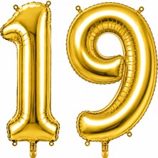 BeySüS 19 Rakam Folyo Balon Altın Rengi (36 Cm)