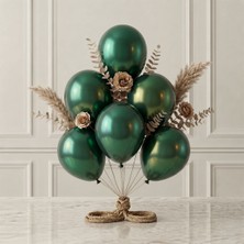 BeySüS Zümrüt Yeşil Renk Lateks Metalik Balon (30 cm) - 6 Adet
