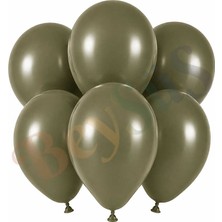 BeySüS Zeytin Renk Lateks Retro Balon (30 cm) - 6 Adet