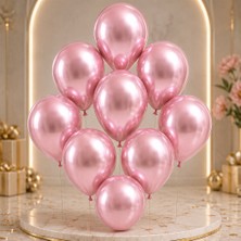 BeySüS Açık Pembe Renk Lateks Krom Balon (30 Cm) - 50 Adet