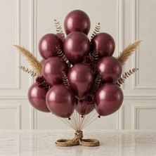 BeySüS Bordo Renk Lateks Metalik Balon (30 Cm) - 12 Adet