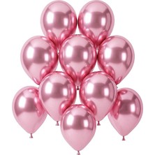 BeySüS Açık Pembe Renk Lateks krom Balon (15 cm) - 10 Adet