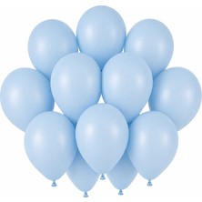 BeySüS Bebek Mavi Renk Lateks Pastel Balon (30 cm) - 12 Adet