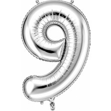BeySüS 9 Rakam Folyo Balon Gümüş Rengi (36 Cm)