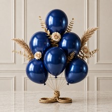BeySüS Lacivert Renk Lateks Metalik Balon (30 Cm) - 6 Adet