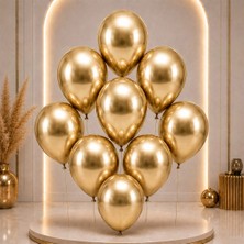 BeySüS Altın Renk Lateks Krom Balon (30 Cm) - 6 Adet