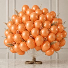 BeySüS Turuncu Renk Lateks Metalik Balon (30 cm) - 50 Adet