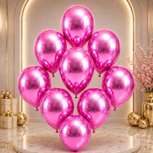 BeySüS Fuşya Renk Lateks Krom Balon (45 Cm) - 2 Adet