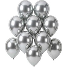 BeySüS Gümüş Renk Lateks krom Balon (15 cm) - 10 Adet