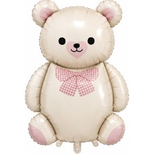 BeySüS Teddy Ayıcık Balon Pembe Papyonlu Folyo Balon