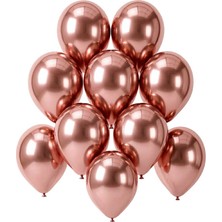 BeySüS Rose Gold Renk Lateks Krom Balon (15 Cm) - 10 Adet