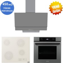 Afm Tech  Realo Dijit.elektrikli Vitro. Antrasit-Gri  Ankastre Set ( V6-05 Beyaz + FM3407 + FM7710)