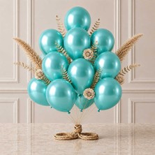 BeySüS Turkuaz Renk Lateks Metalik Balon (30 cm) - 12 Adet