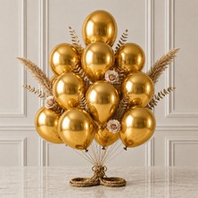BeySüS Altın Renk Lateks Metalik Balon (30 cm) - 12 Adet