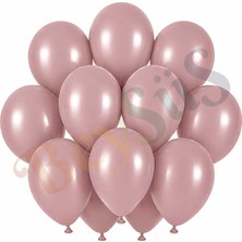 BeySüS Toz Pembe Renk Lateks Retro Balon (30 Cm) - 12 Adet