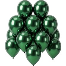 BeySüS Yeşil Renk Lateks krom Balon (30 cm) - 12 Adet