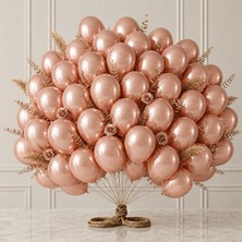BeySüS Rose Gold Renk Lateks Metalik Balon (30 cm) - 50 Adet