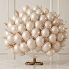BeySüS Fil Dişi Renk Lateks Metalik Balon (30 Cm) - 50 Adet