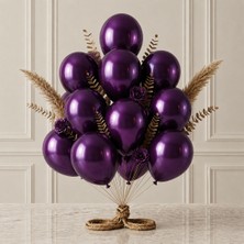 BeySüS Mor Renk Lateks Metalik Balon (30 Cm) - 12 Adet