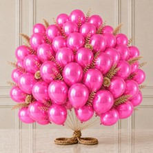 BeySüS Fuşya Renk Lateks Metalik Balon (30 Cm) - 50 Adet