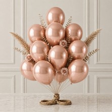 BeySüS Rose Gold Renk Lateks Metalik Balon (30 Cm) - 12 Adet