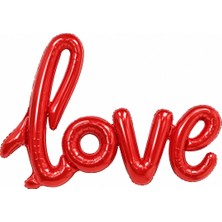 BeySüS Kırmızı El Yazısı Love Folyo Balon
