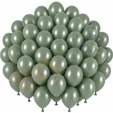 BeySüS Okaliptus Renk Lateks Retro Balon (30 Cm) - 50 Adet