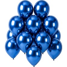 BeySüS Mavi Renk Lateks krom Balon (30 cm) - 12 Adet