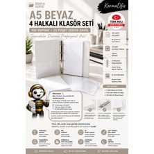 KarmaOfis A5 Beyaz 4 Halkalı Klasör Seti 100 Yaprak 80 gr Kağıt + 25 Poşet Dosya Yerli Üretim