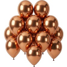 BeySüS Bakır Renk Lateks krom Balon (30 cm) - 12 Adet