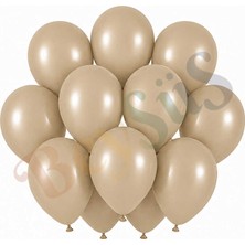 BeySüS Deniz Kumu Renk Lateks Retro Balon (30 cm) - 12 Adet