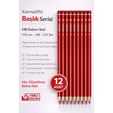 KarmaOfis Kırmızı Başlık Kalemi Hb 17,5 cm 12 Adet – Öğretmen Düzeltme Kalemi – Yerli Üretim