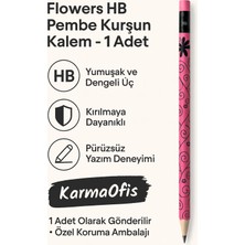 KarmaOfis Flowers Hb Pembe Kurşun Kalem – 1 Adet | Çiçek Desenli – Hb Uç